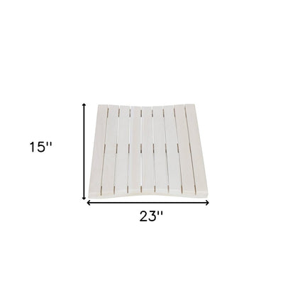 23" White Teak Slat Non Slip Bath Mat HomeRoots