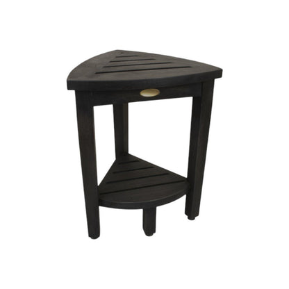 Mod Gray Teak 18" Curvilinear Corner Shower Bench With Shelf HomeRoots