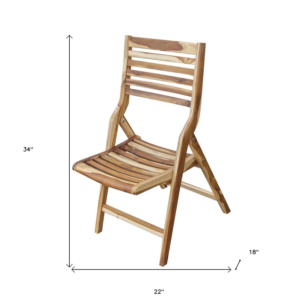 22" Brown Solid Wood Outdoor Folding Dining Chair HomeRoots
