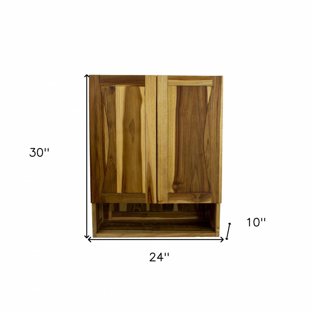 24" Brown Solid Wood Wall Mounted Accent Cabinet HomeRoots