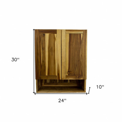 24" Brown Solid Wood Wall Mounted Accent Cabinet HomeRoots