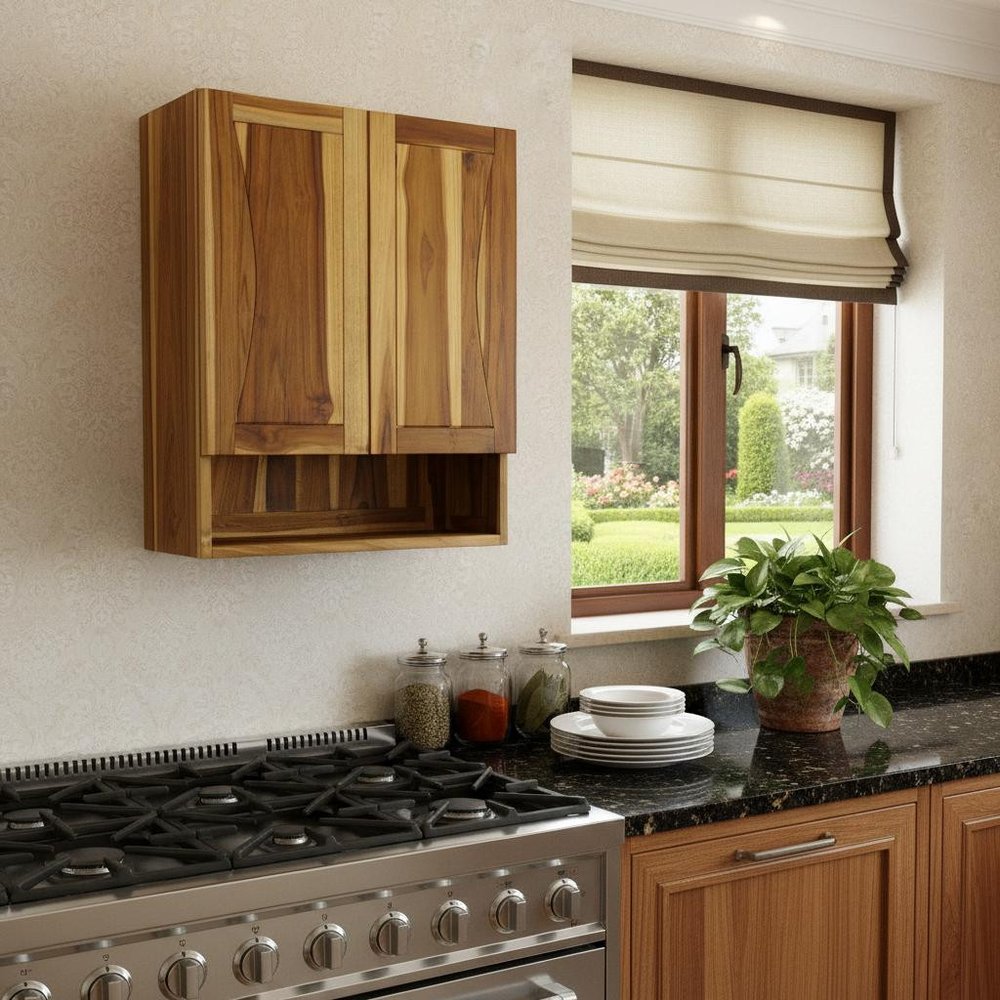 24" Brown Solid Wood Wall Mounted Accent Cabinet — view 6