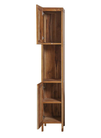 14" Brown Wood Shaker Style Double Door Linen Cabinet HomeRoots