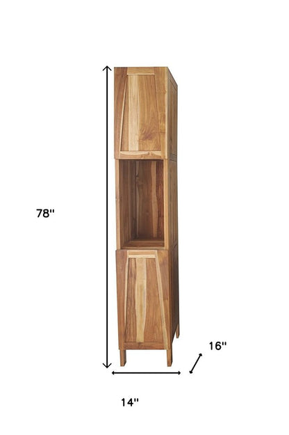14" Brown Wood Shaker Style Double Door Linen Cabinet HomeRoots