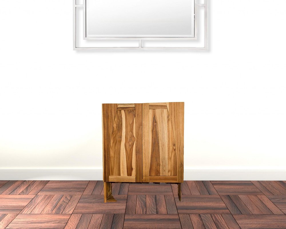 24" Brown Solid Wood Frame Wall Mounted Accent Cabinet HomeRoots