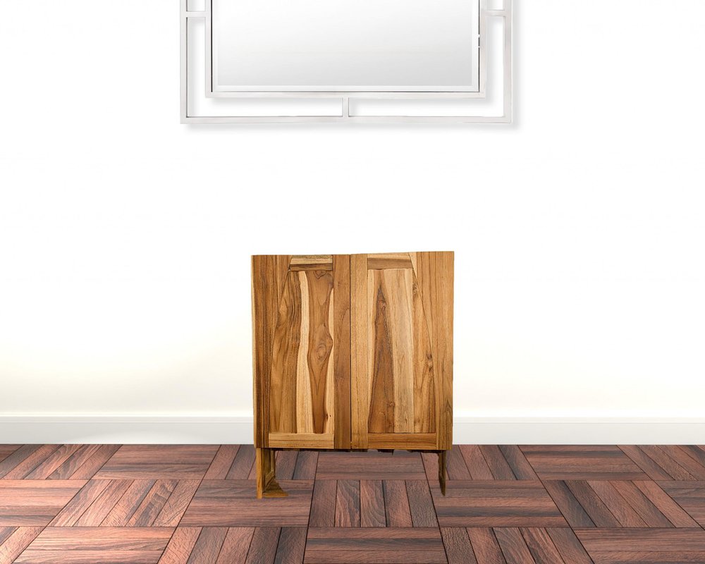 24" Brown Solid Wood Frame Wall Mounted Accent Cabinet HomeRoots