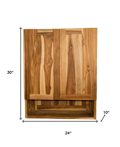 24" Brown Solid Wood Frame Wall Mounted Accent Cabinet HomeRoots