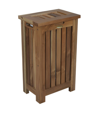 24" Brown Solid Wood Laundry Hamper With Lid HomeRoots