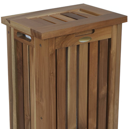 24" Brown Solid Wood Laundry Hamper With Lid HomeRoots