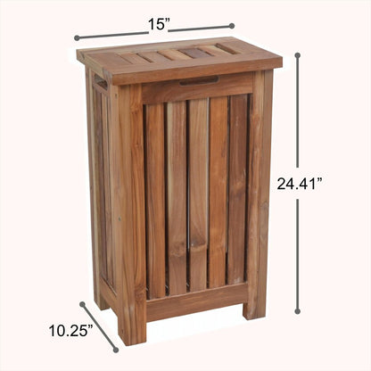 24" Brown Solid Wood Laundry Hamper With Lid HomeRoots
