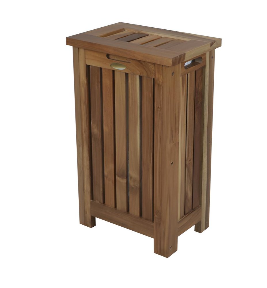 24" Brown Solid Wood Laundry Hamper With Lid HomeRoots