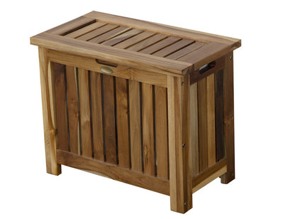 23" Brown Solid Wood Laundry Hamper With Lid HomeRoots