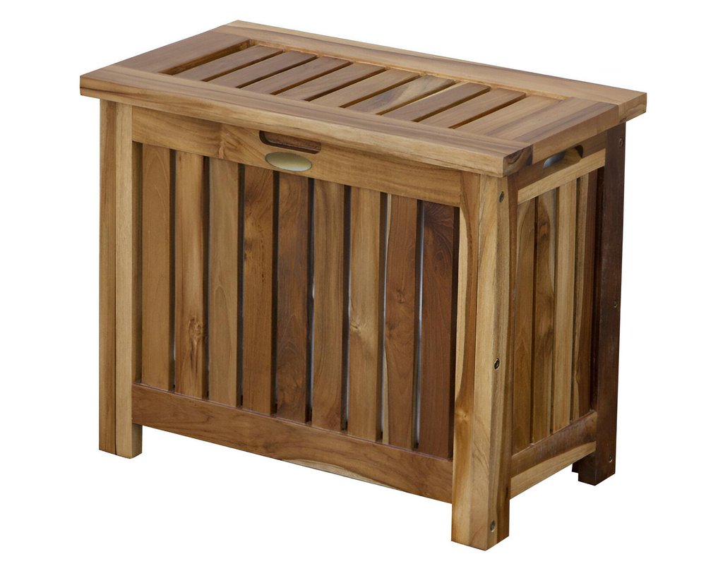 23" Brown Solid Wood Laundry Hamper With Lid — view 5