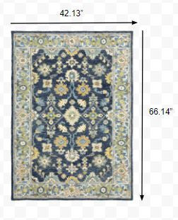 3'X8' Navy And Blue Bohemian Area  Rug