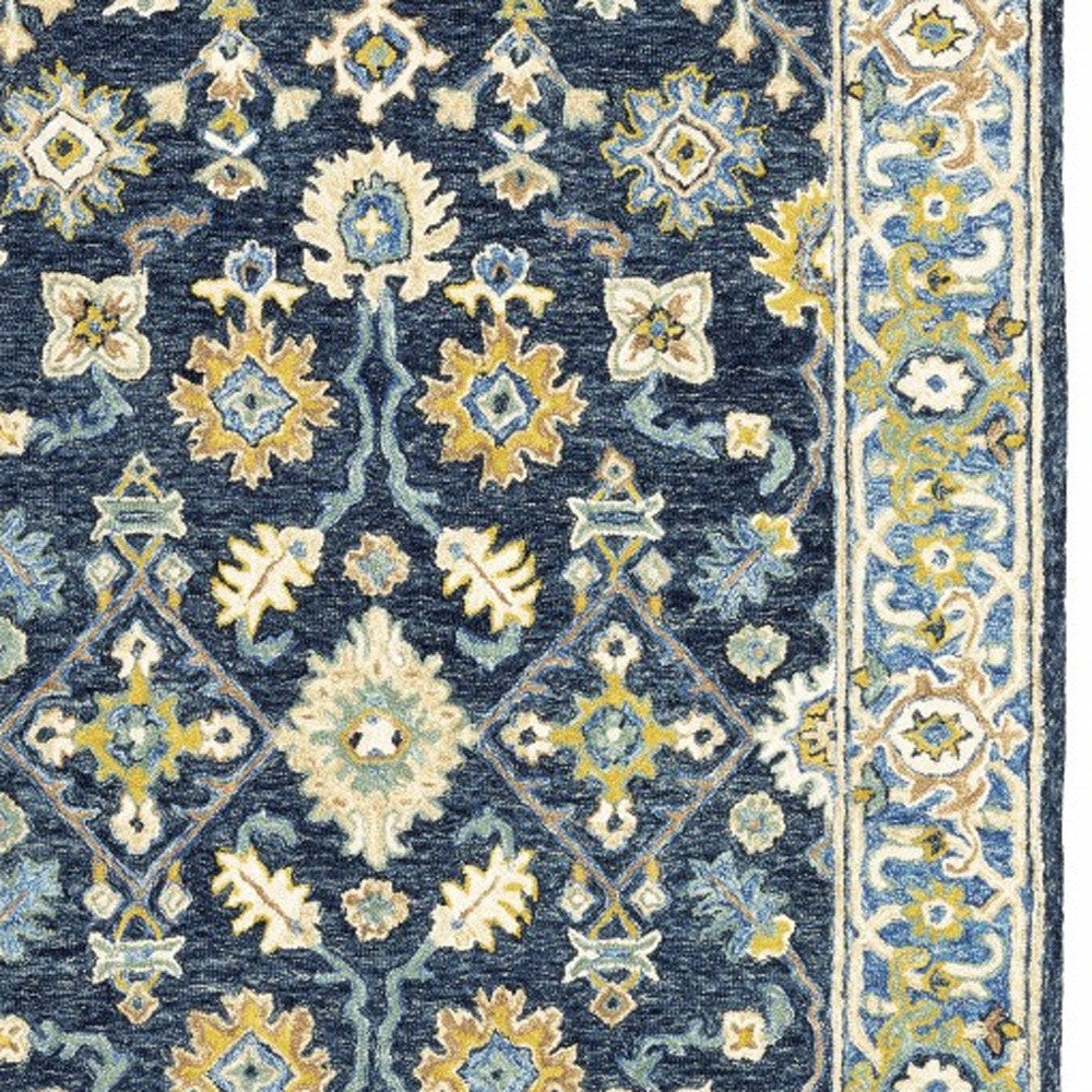 3'X8' Navy And Blue Bohemian Area  Rug