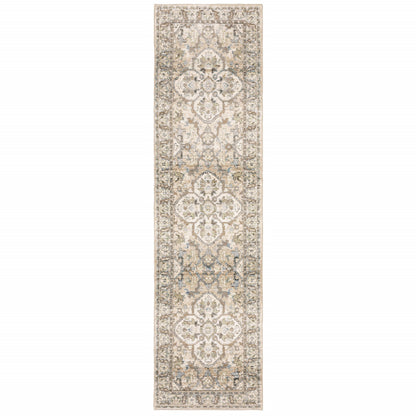 2'X3' Beige And Ivory Medallion Area Rug