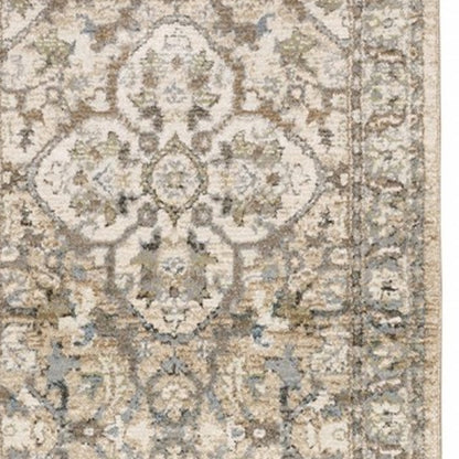 2'X3' Beige And Ivory Medallion Area Rug