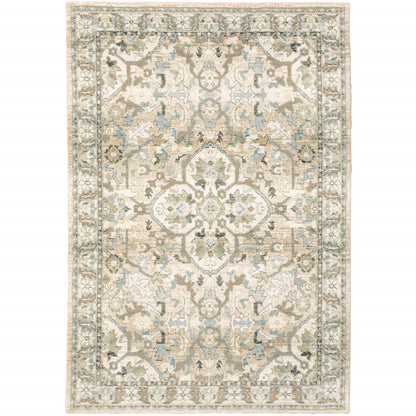 2'X3' Beige And Ivory Medallion Area Rug