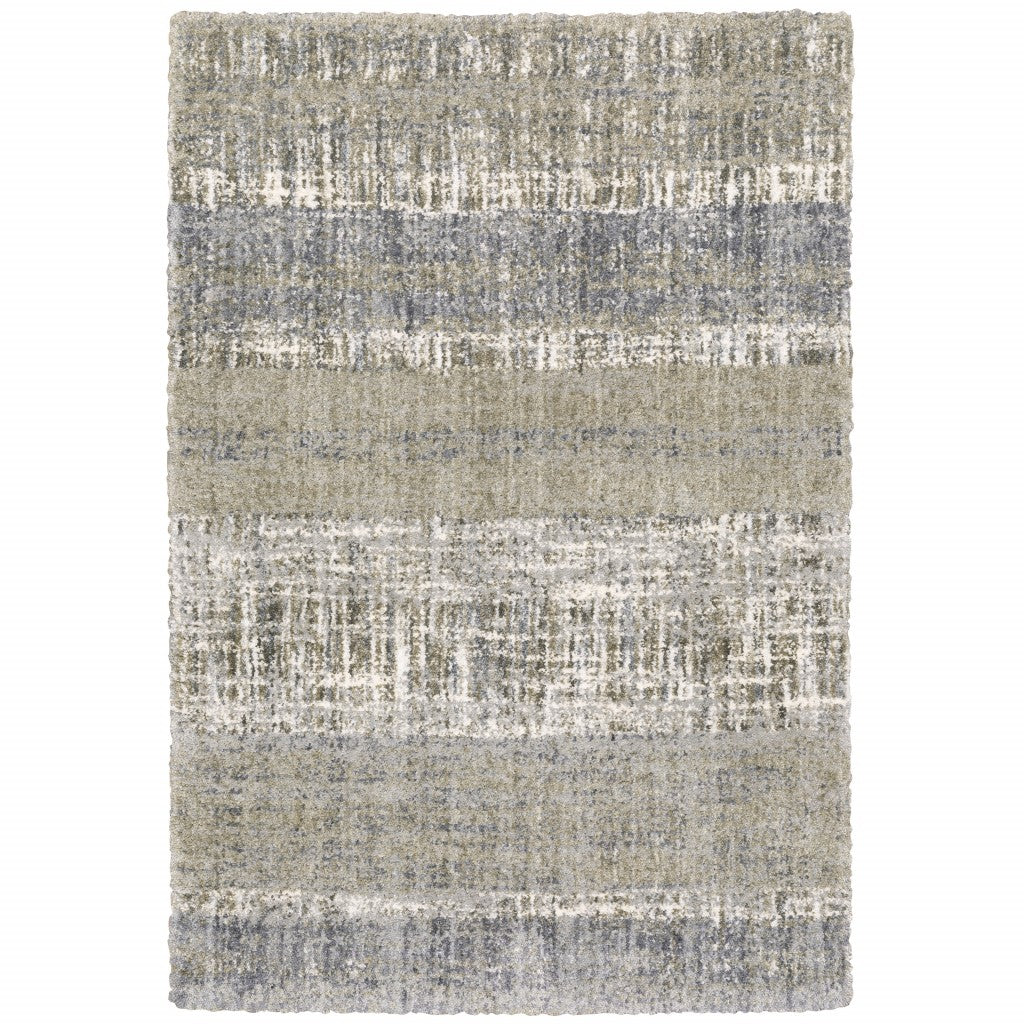 2'X8' Grey And Ivory Abstract Lines  Runner Rug