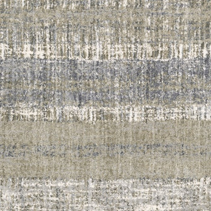 2'X8' Grey And Ivory Abstract Lines  Runner Rug