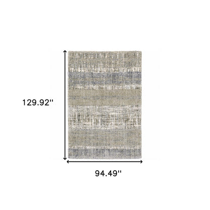 2'X8' Grey And Ivory Abstract Lines  Runner Rug