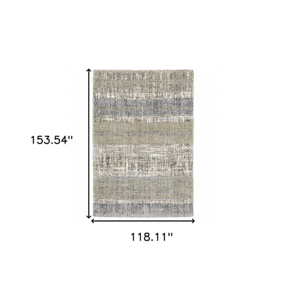 2'X8' Grey And Ivory Abstract Lines  Runner Rug