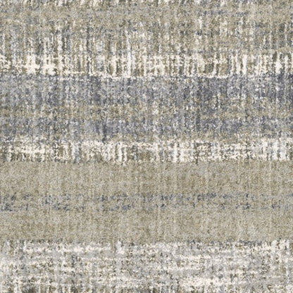 2'X8' Grey And Ivory Abstract Lines  Runner Rug