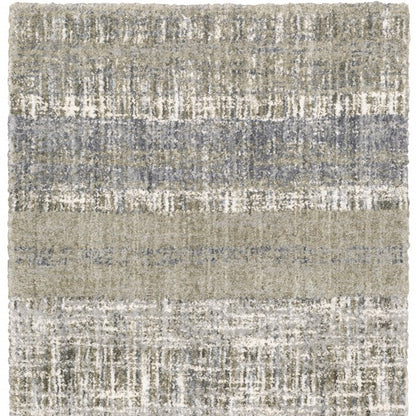 2'X8' Grey And Ivory Abstract Lines  Runner Rug