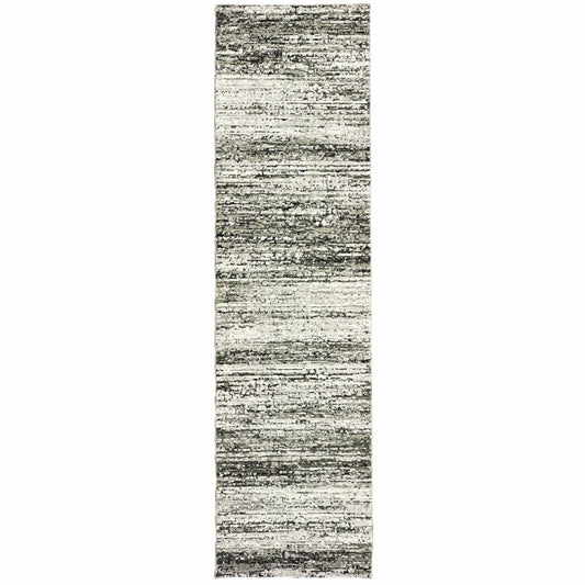 2'X8' Ash And Slate Abstract Runner Rug