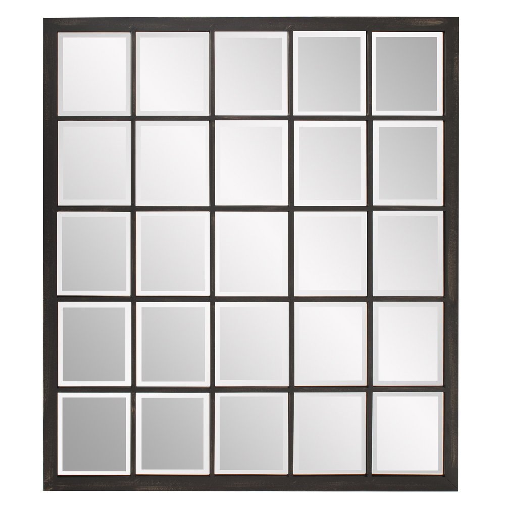 Rectangular Antique Black Finish Mirror With Beveled Edge HomeRoots