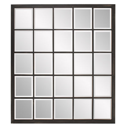 Rectangular Antique Black Finish Mirror With Beveled Edge HomeRoots