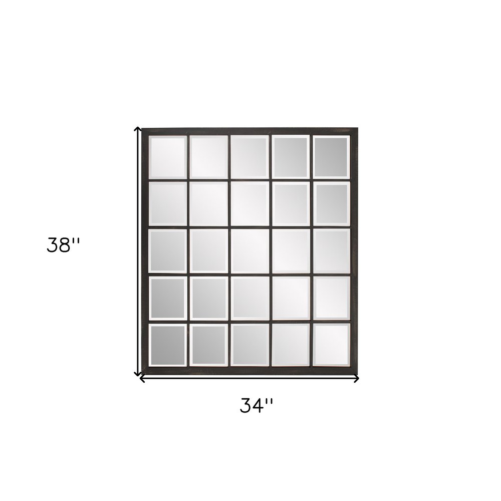 Rectangular Antique Black Finish Mirror With Beveled Edge HomeRoots