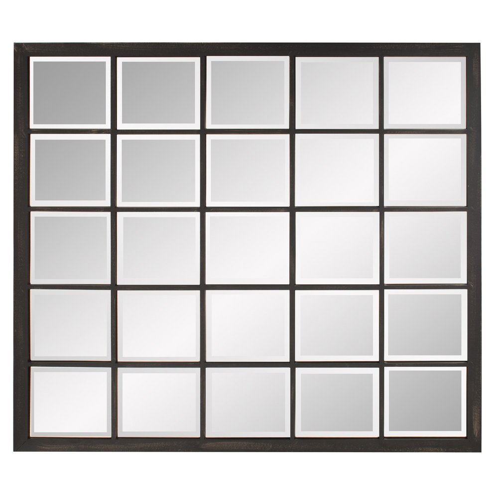 Rectangular Antique Black Finish Mirror With Beveled Edge HomeRoots