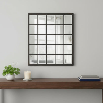 Rectangular Antique Black Finish Mirror With Beveled Edge HomeRoots