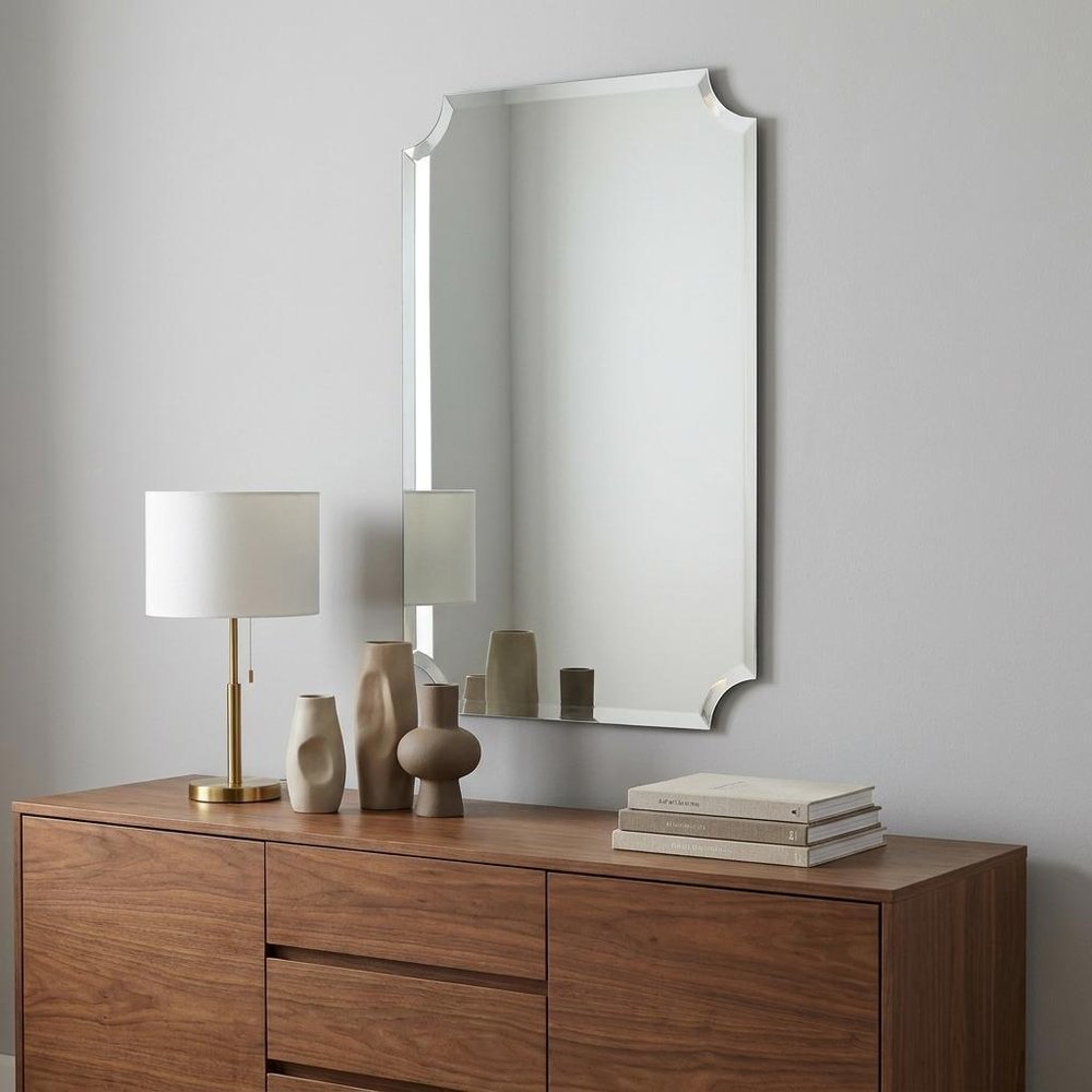 36" Rectangle With Scalloped Corner Unframed Accent Mirror HomeRoots