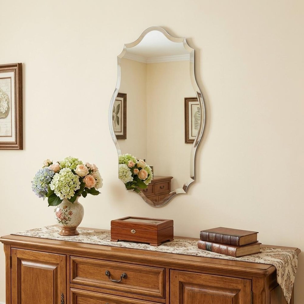 32" Clear Scalloped Edges Unframed Accent Mirror HomeRoots