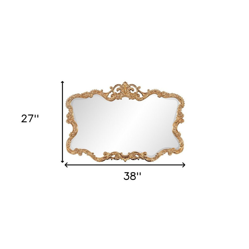 27" Gold Ornate Scroll Framed Accent Mirror HomeRoots