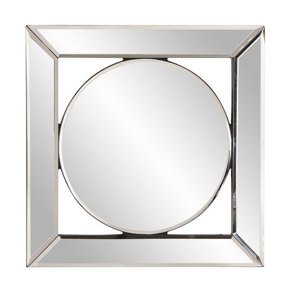 12" Round in Square Glass Framed Accent Mirror HomeRoots