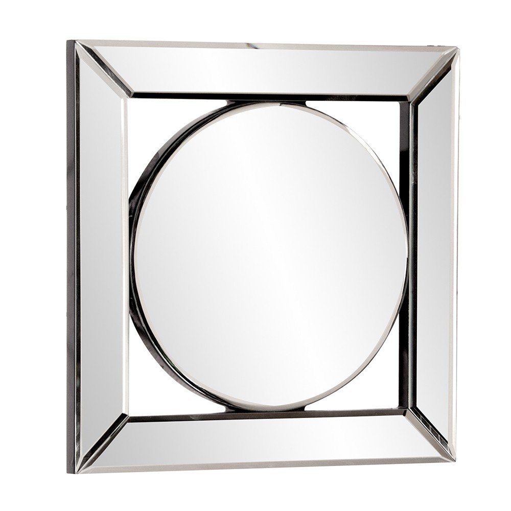 12" Round in Square Glass Framed Accent Mirror HomeRoots