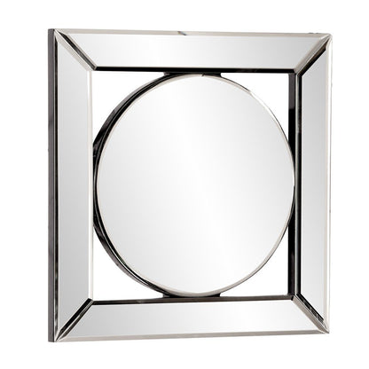 12" Round in Square Glass Framed Accent Mirror HomeRoots