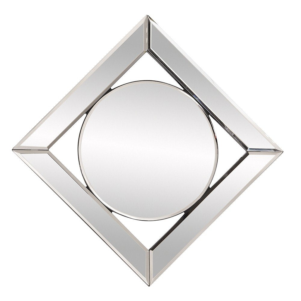 12" Round in Square Glass Framed Accent Mirror HomeRoots