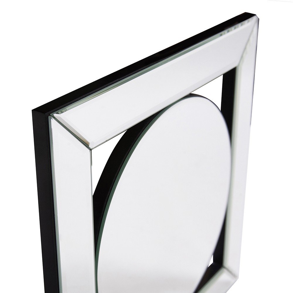 12" Round in Square Glass Framed Accent Mirror HomeRoots