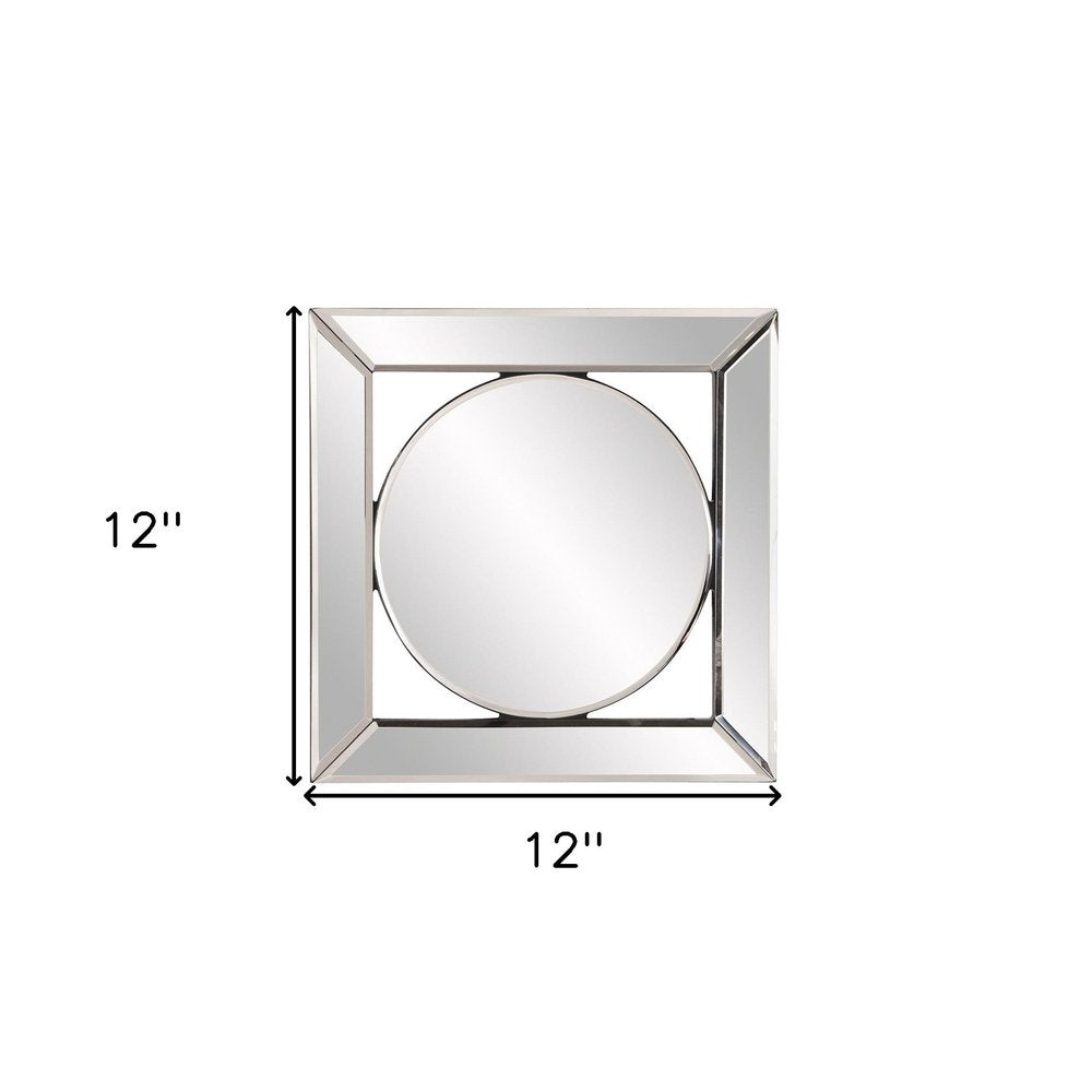 12" Round in Square Glass Framed Accent Mirror HomeRoots