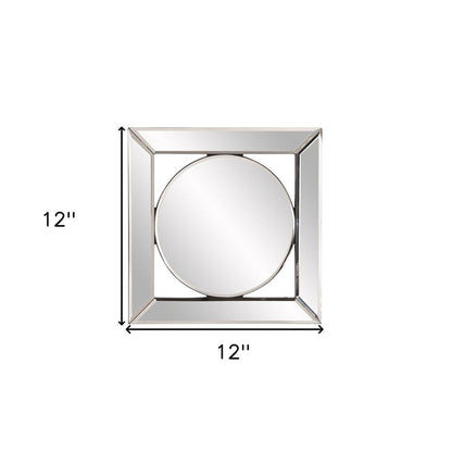 12" Round in Square Glass Framed Accent Mirror HomeRoots