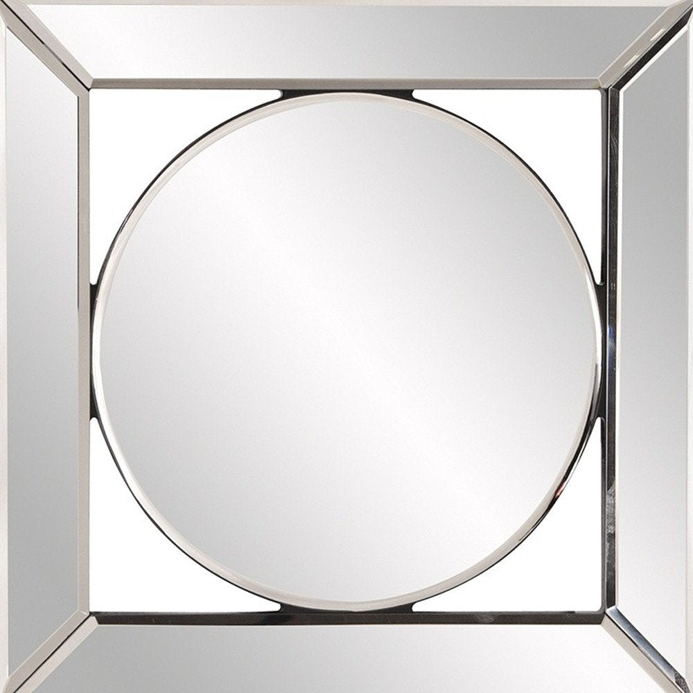 12" Round in Square Glass Framed Accent Mirror HomeRoots