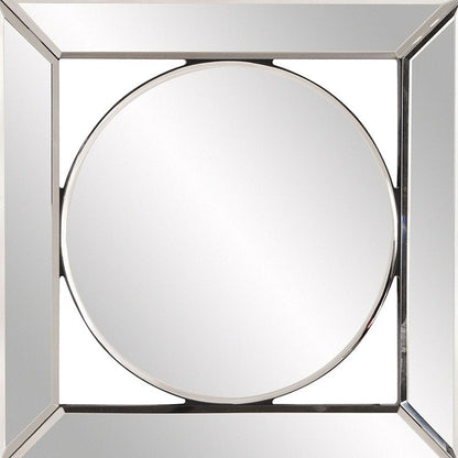 12" Round in Square Glass Framed Accent Mirror HomeRoots