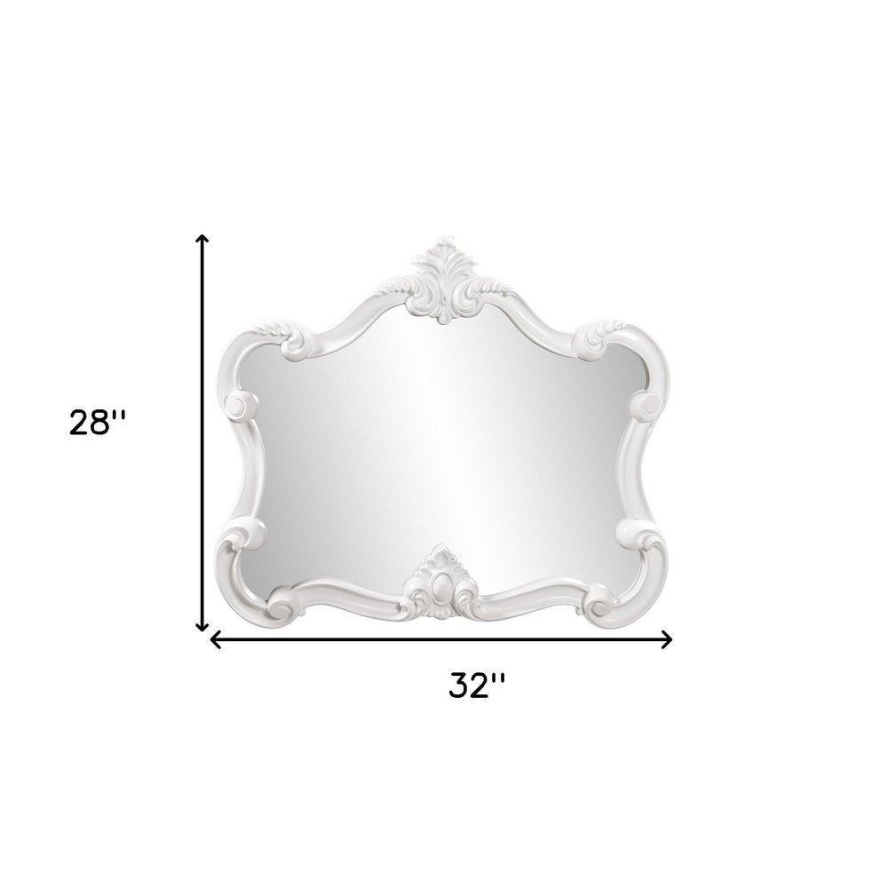 28" White Baroque Framed Accent Mirror HomeRoots