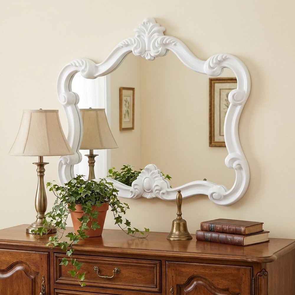 28" White Baroque Framed Accent Mirror HomeRoots