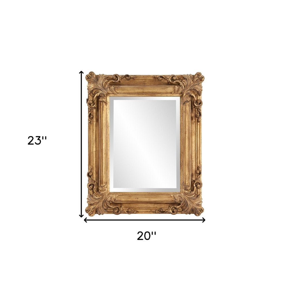 23" Antiqued Gold Ornate Scroll Framed Accent Mirror HomeRoots
