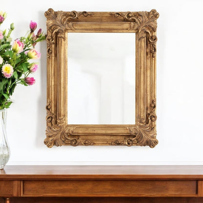 23" Antiqued Gold Ornate Scroll Framed Accent Mirror HomeRoots